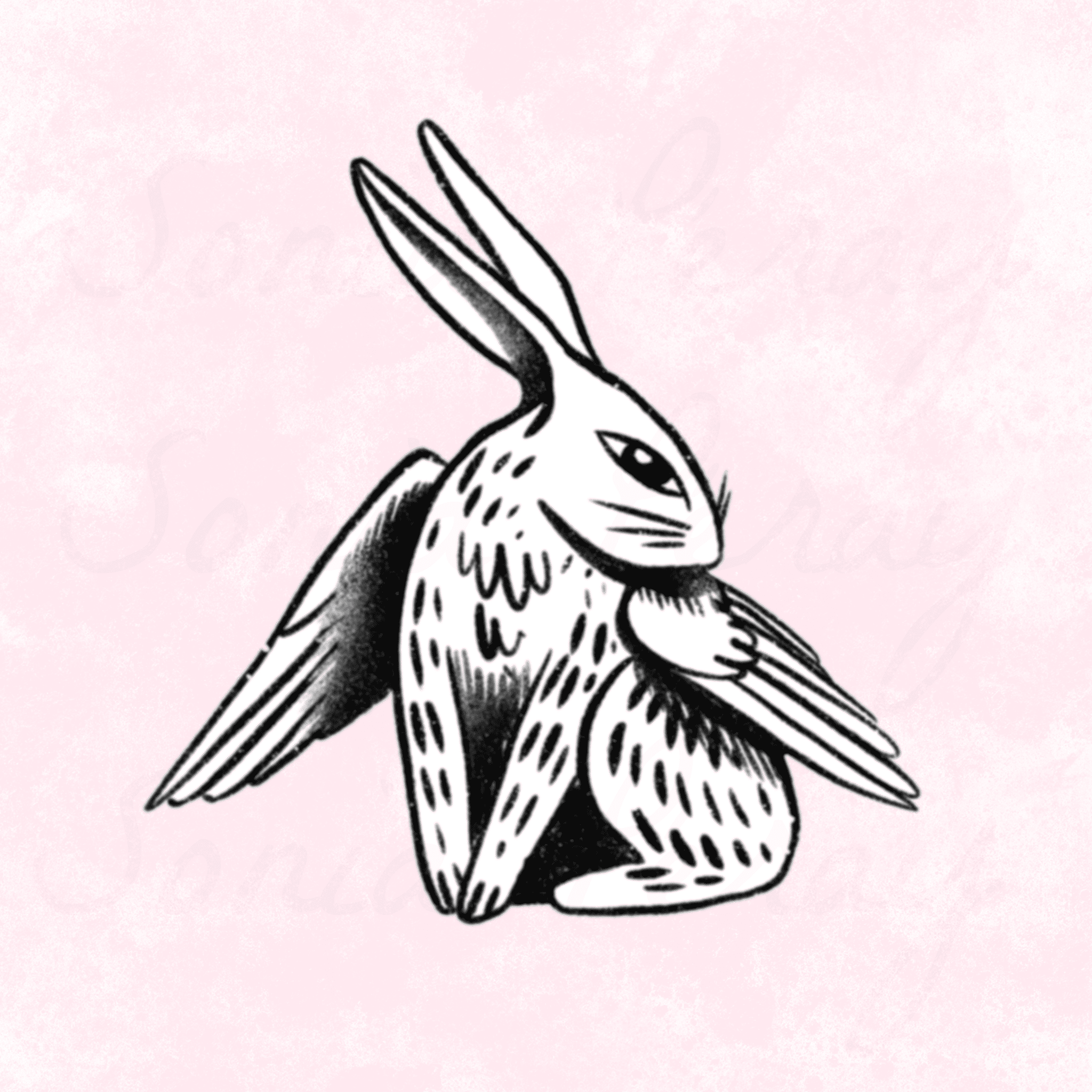 flash tattoo lapin ailé